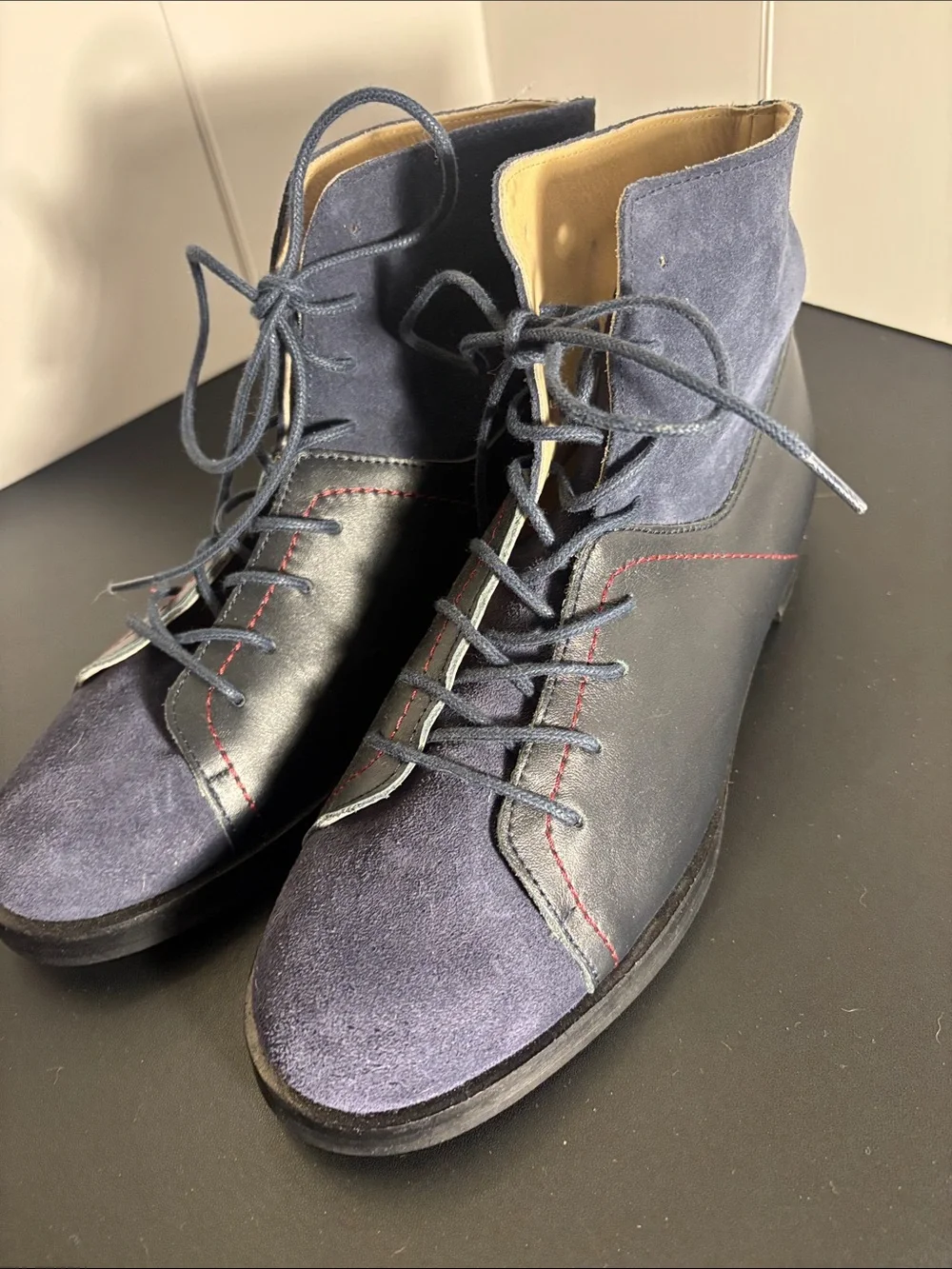 Men's Navy Suede & Black Leather Chukka Boots